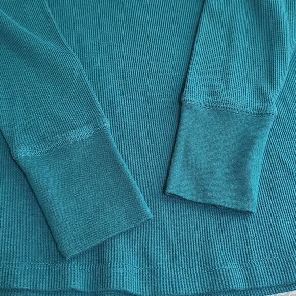 NWOT Natural Reflections Womens Sz M Teal Waffle Knit Henley Y2K 90s Grunge Top - Picture 5 of 10